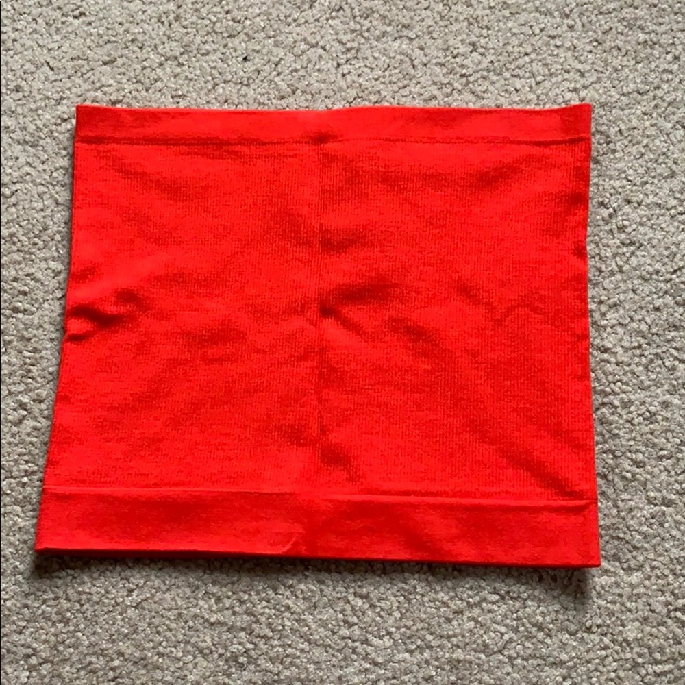 Red strapless crop top